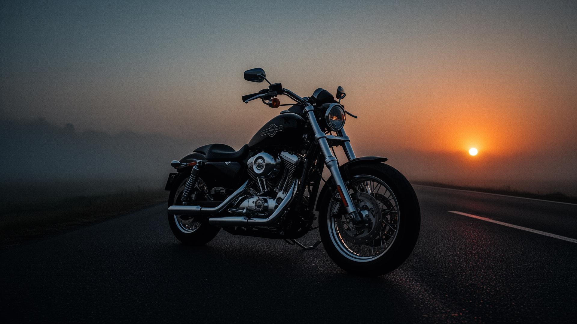 Harley-Davidson на закате